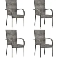 vidaXL 5-delige Tuinset poly rattan grijs