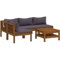 vidaXL 5-delige Loungeset met kussens massief acaciahout