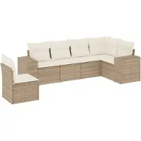 vidaXL 6-delige tuinmeubelset met kussens, beige, polyrotan