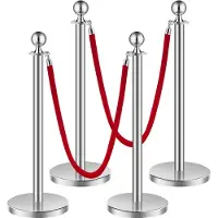 Vevor Drijvende barrière (4 stuks) met 2 rode fluwelen touwen (1,5 m lang)