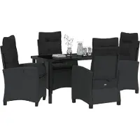 vidaXL Tuin Eettafel Set 5 st Zwart poly rattan