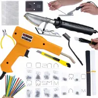 Rosfix Soldeerbout voor het egaliseren van kunststof, inclusief kunststofonderdelen en -roosters + nietmachine in koffer met 200 nietjes + 800 nietjes + mini-soldeerkit voor professioneel gebruik