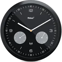 Mebus funk-wandklok met thermometer en hygrometer / geluidsloos, zonder tik-tak geluid / quartz uurwerk / diameter 26 cm