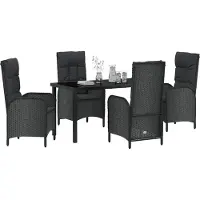 vidaXL Tuin Eettafel Set 5 st Zwart poly rattan