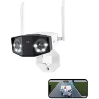 Reolink 4K Wifi Beveiligingscamera draadloos buiten, 180° panoramisch zicht, Detectie van personen/voertuigen/dieren - Duo-2-Wifi