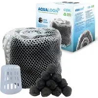Coil Aqualoon Filterballen Zwart – Filter Type VI / S1 Vervanger – Spa Filter – Met Actieve Kool - Wasbaar & Herbruikbaar – Inclusief Filterzak
