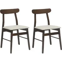 vidaXL Eetkamerstoel 2 st Massief Rubberhout Donkerbruin, En, Wit