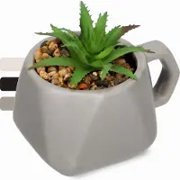 Kadax Succulenten "Rouy", kleine kunstplant met pot, 1 stuk, grijs, 8 cm