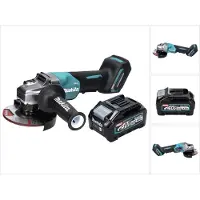 Makita GA 016 GM1 accu haakse slijper 40 V max. 125 mm borstelloos XGT + 1x accu 4,0 Ah - zonder oplader