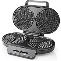 Nedis KAWP110FBK, 2 wafels, Donderdag, Zwart, Zilver, 12 cm, Metaal, Kunststof, Vermogen, Klaar