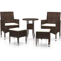 vidaXL 5-delige Loungeset poly rattan bruin