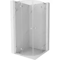 Mexen Lunar L halfronde douchecabine met draaideur 100 x 100 , transparant, chroom - 833L-100L-100P-01-00