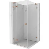 Mexen Lunar L douchecabine draaibaar links 100 x 100 , transparant, geborsteld koper - 834L-100-100-65-00-L