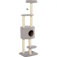 PawHut -Kattenkrabpaal-Hout-45x40x148cm-Grijs