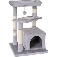 Lionto Kattenkrabpaal 75 cm, met sisal, ligplek & speelballen, lichtgrijs
