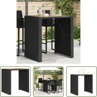 The Living Store Buitentafel - Tuinbartafel - Tuinbartafel acaciahouten blad 105x80x110 cm poly rattan zwart - Acacia Hout - Poly Rattan - Zwarte Tuinstoel