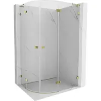 Mexen Lunar L halfronde douchecabine scharnierend rechts 100 x 90 , transparant, goud - 833L-100P-090L-50-00