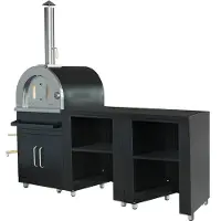 Oviala - 3-delige buitenkeuken met zwarte pizzaoven - Memphis