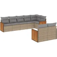 vidaXL 8-delige Loungeset met kussens poly rattan beige