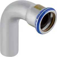 Geberit GE Mapress, roestvrij staal, voor gas, bocht, met inwendige aansluiting, 90 graden, diameter 22 mm, 1 stuk.