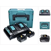 Makita Gereedschap batterijen + laders, Power Source Kit Li 18V met 2x BL1860B accu 6.0Ah + DC18RD dubbele lader ( 199484-8 ) + Mak (18 V)