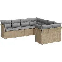vidaXL 8-delige Loungeset met kussens poly rattan beige