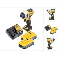 DeWalt Boormachine + slagboor, DCF 887 H2 Accu Slagmoersleutel 18 V 205 Nm 1/4" Koolborstelloos + 2x Accu Powerstack 5.0 Ah + (Oplaadbare batterij)
