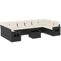 vidaXL 11-delige Loungeset met kussens poly rattan zwart