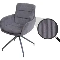 MCW Eetkamerstoel -K32, keukenstoel, stoel met rugleuning, draaibaar, automatische positie-instelling, stof MVG ~ corduroy grijs