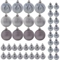 Kadax Kerstballen van kunststof, set van 44 ballen, kerstballen, kerstboomversiering, kerstdecoratie (grafiet, 44 stuks)