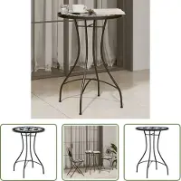 The Living Store Bistrotafel - Tuinstoel - Bistrotafel mozaïek Ø50x70 cm keramiek zwart en wit - Buitentijd - Terrastafel - Mozaïek