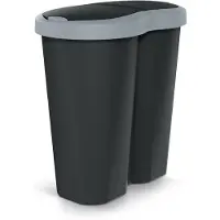 Prosperplast Compacta R Duo NDRF40-429U_S411 -Afvalmand - Prullenbak 40L - één vak twee deksels - grijs / zwart