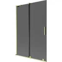 Mexen Velar L badwand 2-delige schuif 120 x 150 , grafiet, goud geborsteld - 896-120-003-41-55