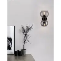 Nova Luce Wandlamp Palmer zwart met smoke glas