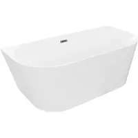 Mexen Oval Slim vrijstaande halfvrijstaande badkuip 170 x 80 , wit, overloop geborsteld gun gray - 52661708000-66