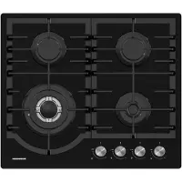 Heinner HBH-M447IWFGBK Inbouw Gaskookplaat, 60 cm, 4 Branders, Wok, Gietijzer, Zwart