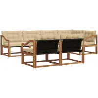 vidaXL Buiten bank set met kussen 7 pcs Natuurlijk en Beige