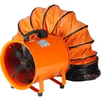 Vevor Bouwventilator 255W AC-motor Bouwventilator 2830 RPM Bouwventilator Ventilator 1720 CFM (2922 m3/u) Axiale ventilator met 5m slang Axiale ventilator 79dB geluidsniveau Industriële ventilator