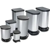 Rotho stapelbare pedaalemmer 40l metallic zilver