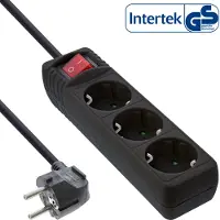 InLine Stekkerdoos met 3 contacten en schakelaar / zwart - 3 meter