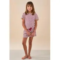 Little label shortama met hartjesprint rood Meisjes Stretchkatoen Ronde hals - maat 158/164