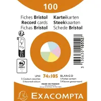 Exacompta 40x Pak 100 steekkaarten onder krimpfolie - Bristol UNI niet geperforeerd 74x105mm - Geassorteerd - 10552E