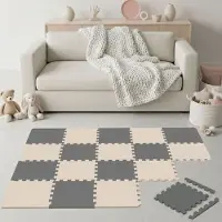LittleTom 18-delige Kinder Puzzelmat - TÜV-getest - 30x30 cm EVA Foam Tegels met Randen - Opvouwbare Speelmat met Antislip Oppervlak - Isolerende Vloermat voor Kinderkamer