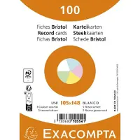 Exacompta 20x Pak 100 steekkaarten onder krimpfolie - Bristol UNI niet geperforeerd 105x148mm - Geassorteerd - 10554E