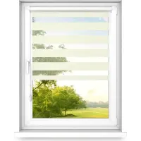Time4blinds - Dubbele Rolgordijnen Zonder Boren - Zebra-Rolgordijnen voor Ramen en Deuren - om te Plakken, met Aluminium Cassette, Lichtdoorlatende Stof - Beige, 700x600, Links