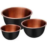 Klausberg KB7394 Roestvrijstalen Kommenset - 3-delige Set (1,6L, 3L & 5L) - Zwart Satin Met Koperen Binnenkant
