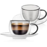Orion - Thermische Espresso Kopjes - 90 ml - Borosilicaatglas - Set van 2