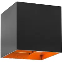 Highlight Wandlamp Square Zwart met Oranje