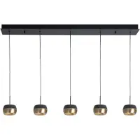 Highlight 5 Lichts Hanglamp Nova Recht Zwart Met Goud