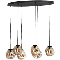 Masterlight Hanglamp Lava Oval 6x goud glas Ø 24cm